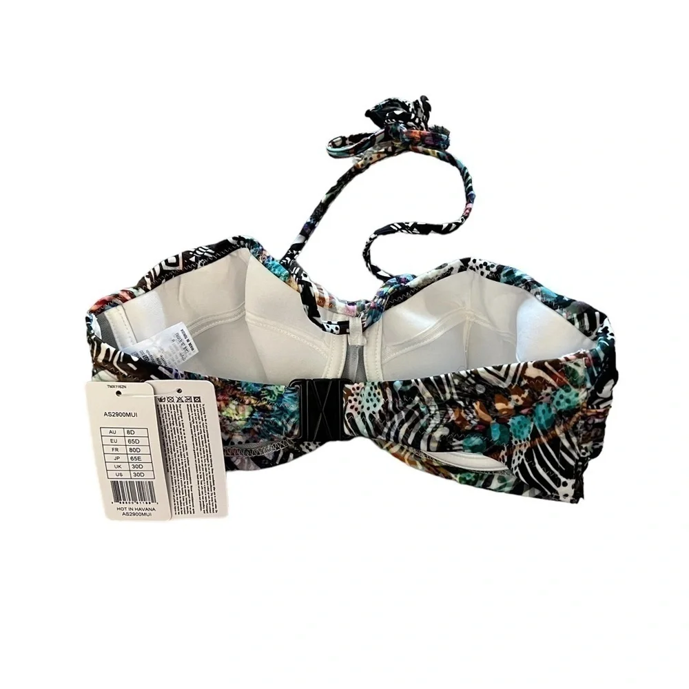NWT FREYA SWIM “Hot In Havana” Underwire Bandeau Print Bikini Top